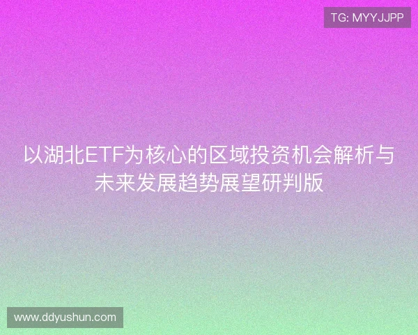 以湖北ETF为核心的区域投资机会解析与未来发展趋势展望研判版